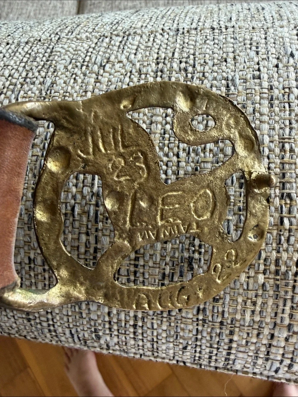 Vintage Brass Zodiac Leo Horoscope Astrology Leather Belt